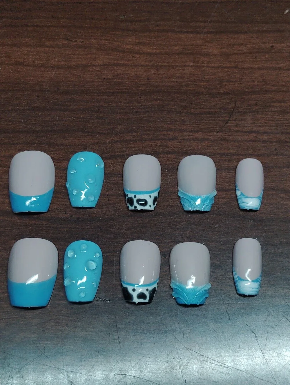 Handmade Blue And White Press Ons
